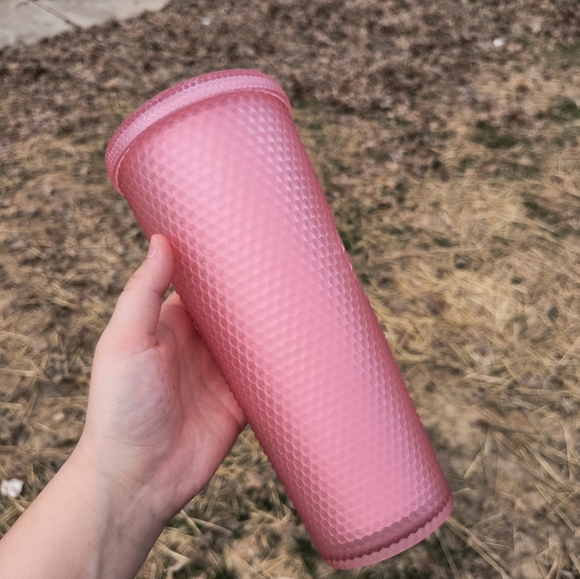 Starbucks 2021 Valentines Soft Touch Pink Studded Venti Tumbler with No Straw - Picture 4 of 12